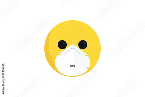 Coronavirus Covid-19 Emojis Emoticon with N95 Face Mask 
