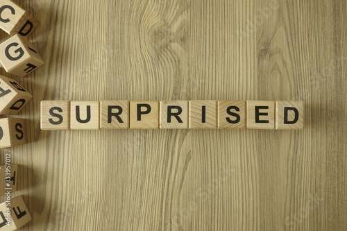 Word surprised from wooden blocks