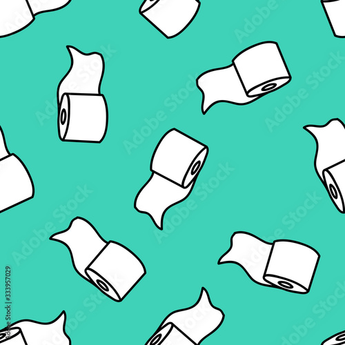 toilet paper seamless doodle pattern, vector illustration