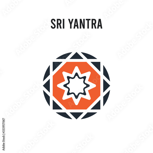 Sri yantra vector icon on white background. Red and black colored Sri yantra icon. Simple element illustration sign symbol EPS