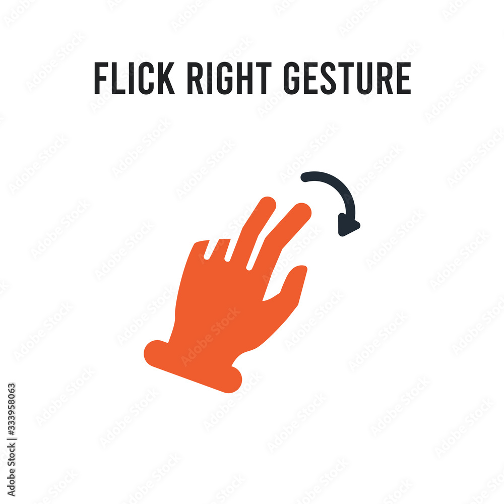 Obraz premium Flick Right gesture vector icon on white background. Red and black colored Flick Right gesture icon. Simple element illustration sign symbol EPS
