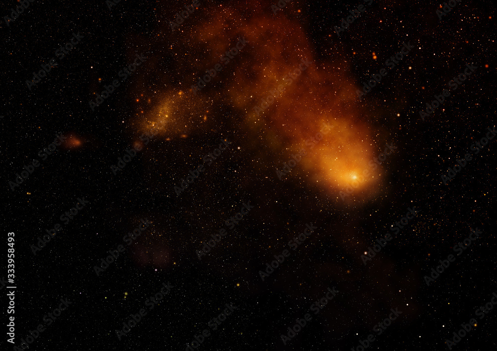 Being shone nebula and star field. 3D rendering Being shone nebula and star field. 3D rendering