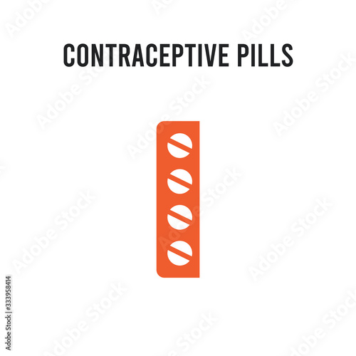 Contraceptive pills vector icon on white background. Red and black colored Contraceptive pills icon. Simple element illustration sign symbol EPS