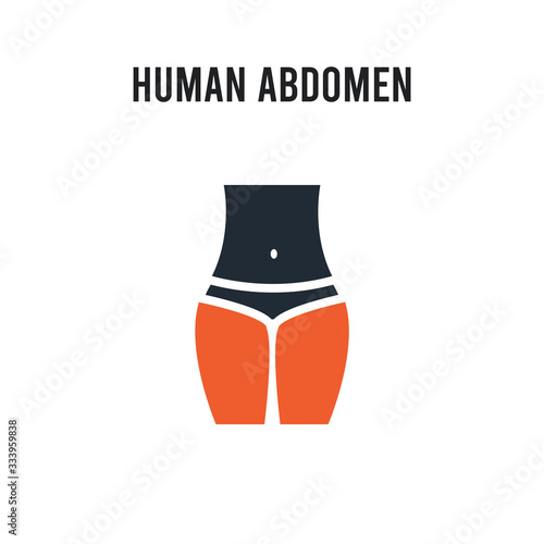 Human Abdomen vector icon on white background. Red and black colored Human Abdomen icon. Simple element illustration sign symbol EPS