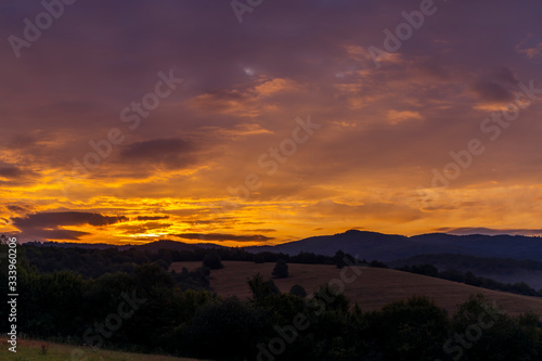 Sunrise in National park Poloniny, Carpathians, Slovakia