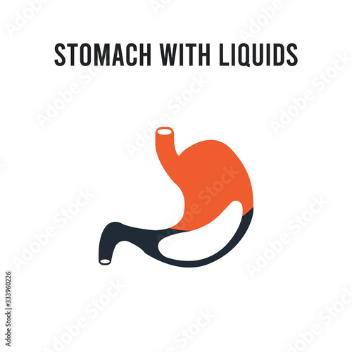 Stomach with Liquids vector icon on white background. Red and black colored Stomach with Liquids icon. Simple element illustration sign symbol EPS