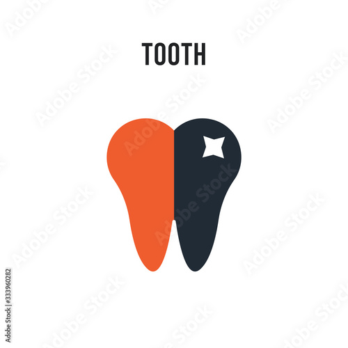 Tooth vector icon on white background. Red and black colored Tooth icon. Simple element illustration sign symbol EPS