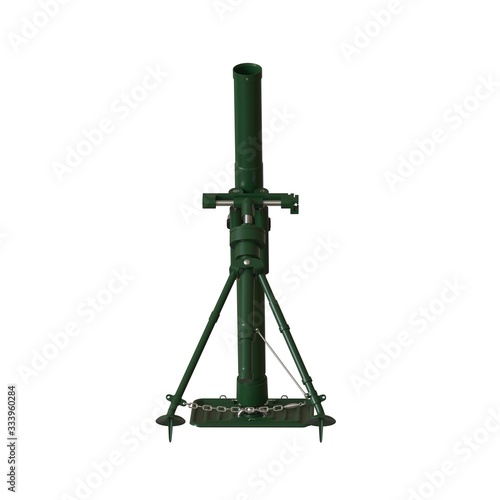 Green military rocket launcher on a white background. Isolate.
