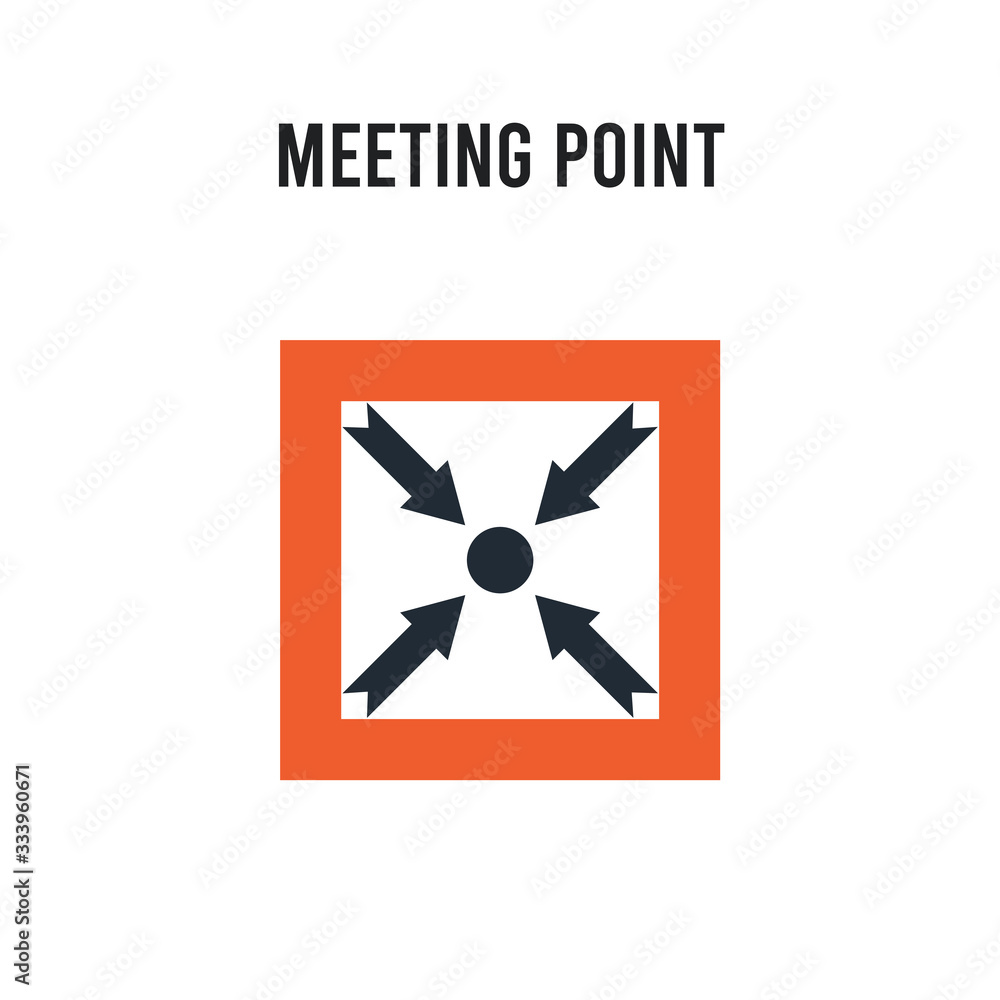 Meeting point vector icon on white background. Red and black colored Meeting point icon. Simple element illustration sign symbol EPS Meeting point vector icon on white background. Red and black colored Meeting point icon. Simple element illustration sign symbol EPS