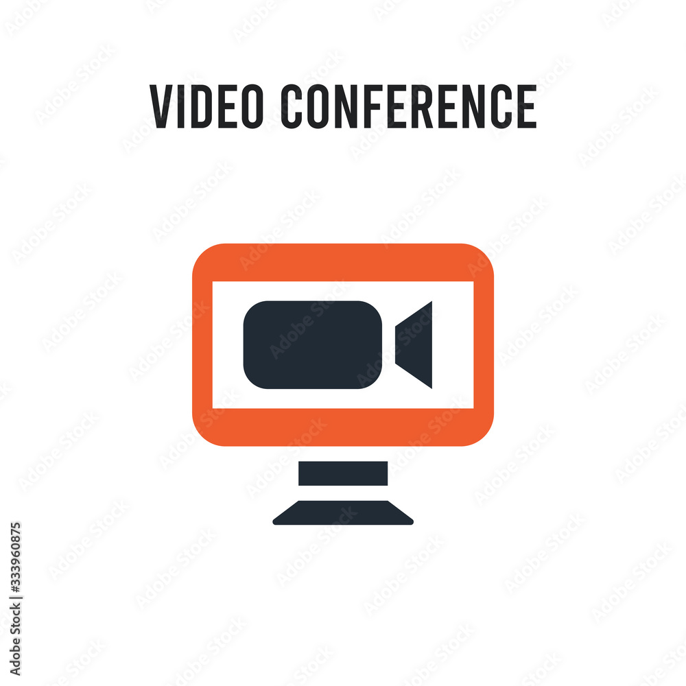 Video conference vector icon on white background. Red and black colored Video conference icon. Simple element illustration sign symbol EPS Video conference vector icon on white background. Red and black colored Video conference icon. Simple element illustration sign symbol EPS