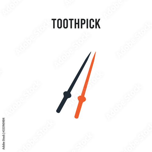 Toothpick vector icon on white background. Red and black colored Toothpick icon. Simple element illustration sign symbol EPS