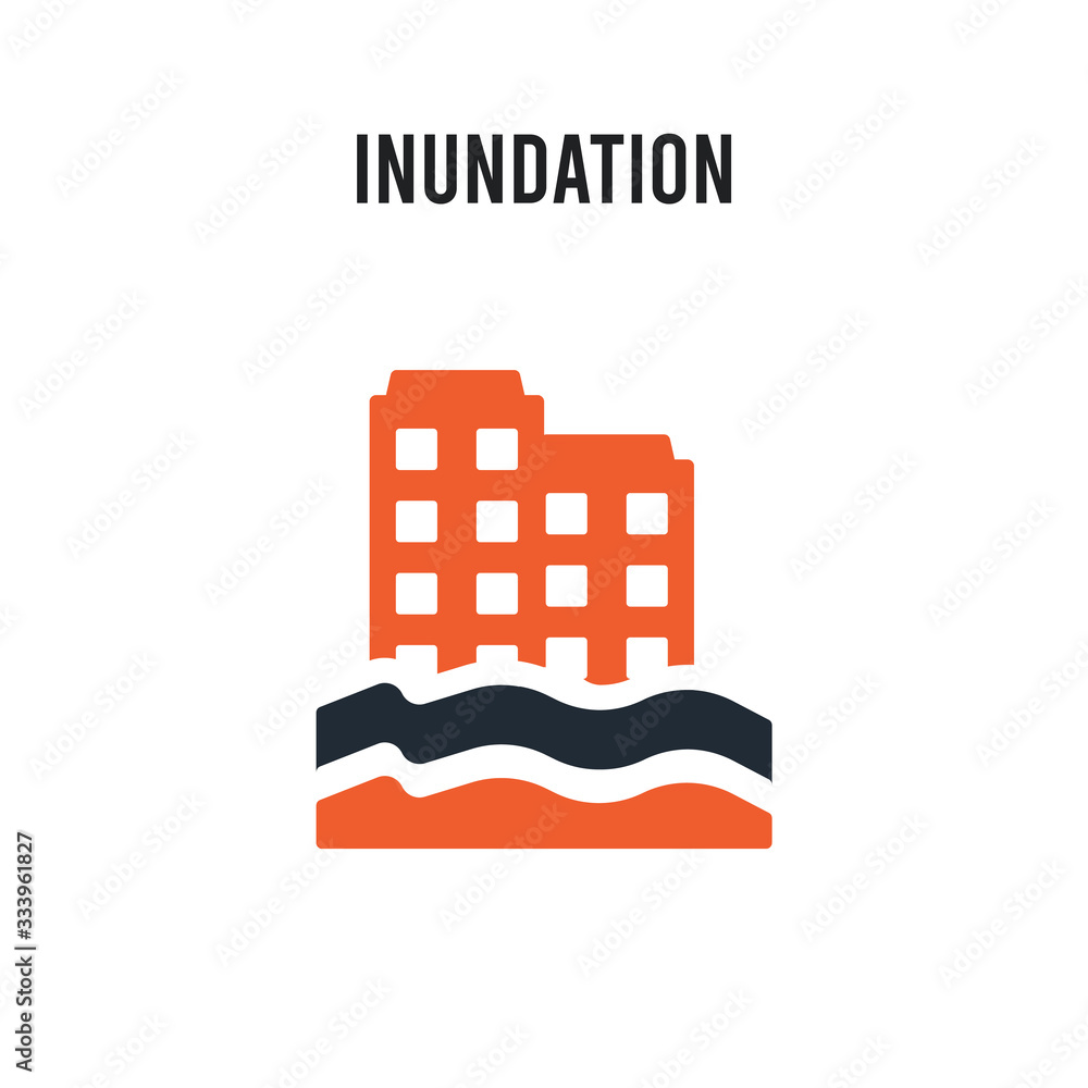 Obraz premium Inundation vector icon on white background. Red and black colored Inundation icon. Simple element illustration sign symbol EPS