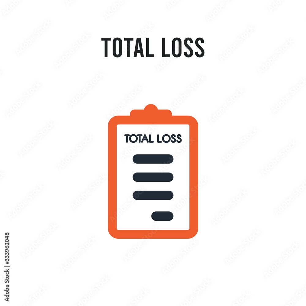 total loss vector icon on white background. Red and black colored total loss icon. Simple element illustration sign symbol EPS total loss vector icon on white background. Red and black colored total loss icon. Simple element illustration sign symbol EPS