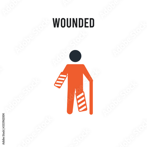 Wounded vector icon on white background. Red and black colored Wounded icon. Simple element illustration sign symbol EPS