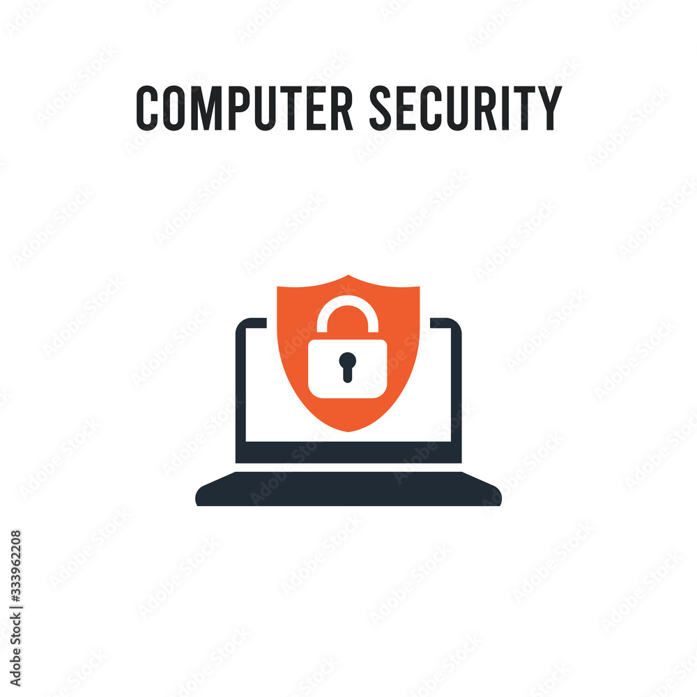 Computer security vector icon on white background. Red and black colored Computer security icon. Simple element illustration sign symbol EPS