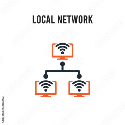 Local network vector icon on white background. Red and black colored Local network icon. Simple element illustration sign symbol EPS