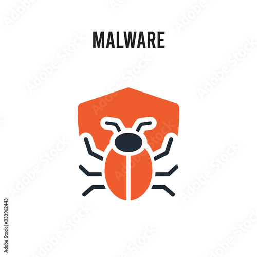 Malware vector icon on white background. Red and black colored Malware icon. Simple element illustration sign symbol EPS