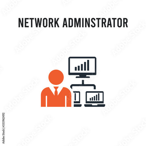 network adminstrator vector icon on white background. Red and black colored network adminstrator icon. Simple element illustration sign symbol EPS