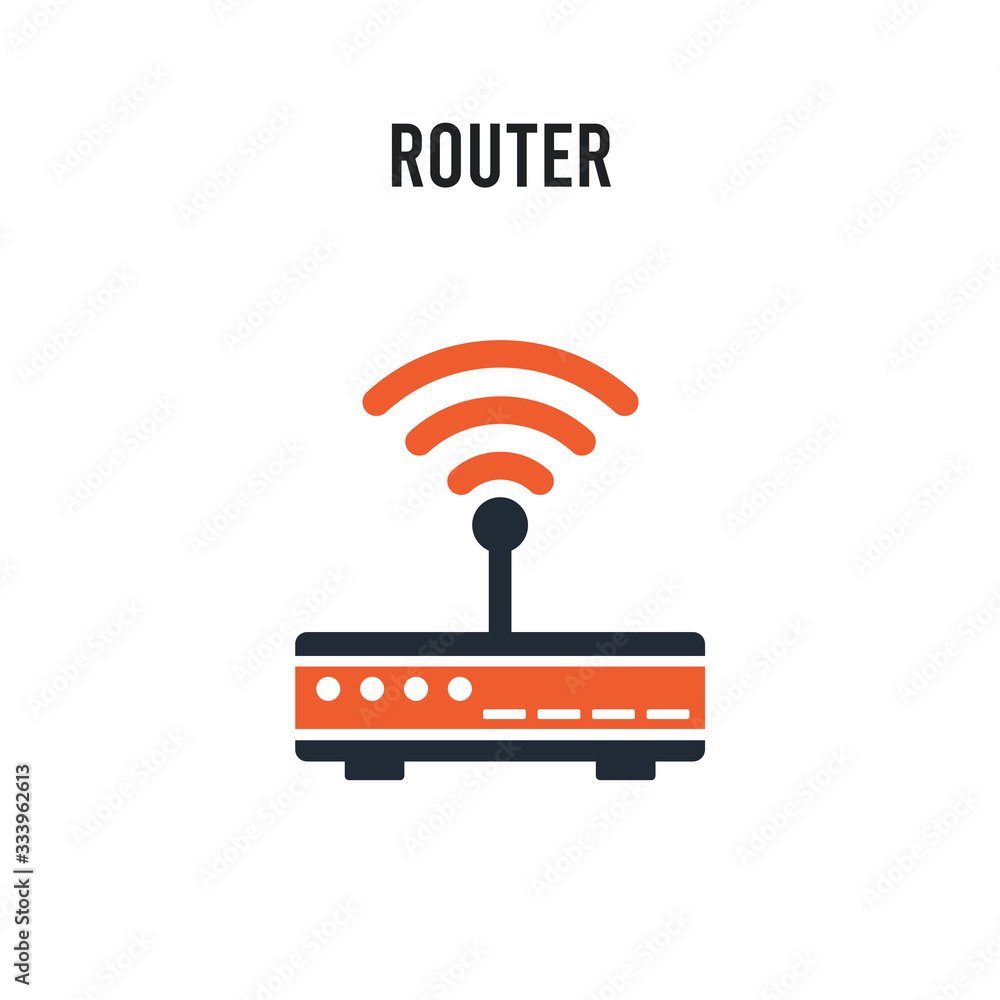Router vector icon on white background. Red and black colored Router icon. Simple element illustration sign symbol EPS Router vector icon on white background. Red and black colored Router icon. Simple element illustration sign symbol EPS