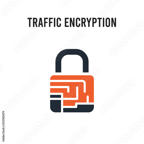 traffic encryption vector icon on white background. Red and black colored traffic encryption icon. Simple element illustration sign symbol EPS