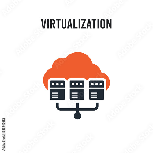 virtualization vector icon on white background. Red and black colored virtualization icon. Simple element illustration sign symbol EPS
