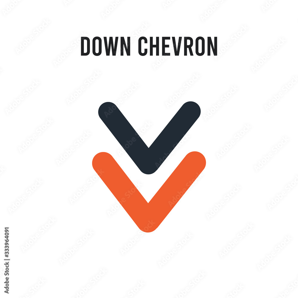 Down chevron vector icon on white background. Red and black colored Down chevron icon. Simple element illustration sign symbol EPS Down chevron vector icon on white background. Red and black colored Down chevron icon. Simple element illustration sign symbol EPS