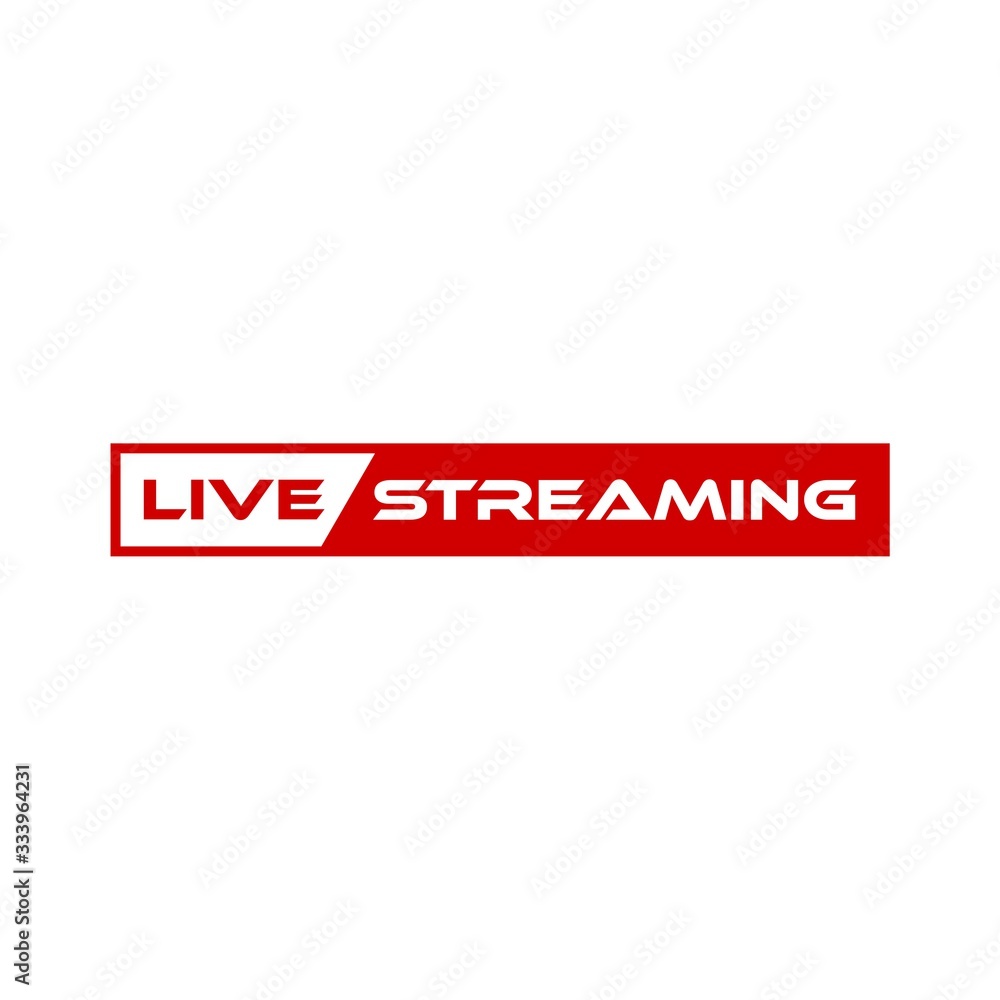 Live streaming button icon. Red symbol and button of live streaming isolated on white background Live streaming button icon. Red symbol and button of live streaming isolated on white background