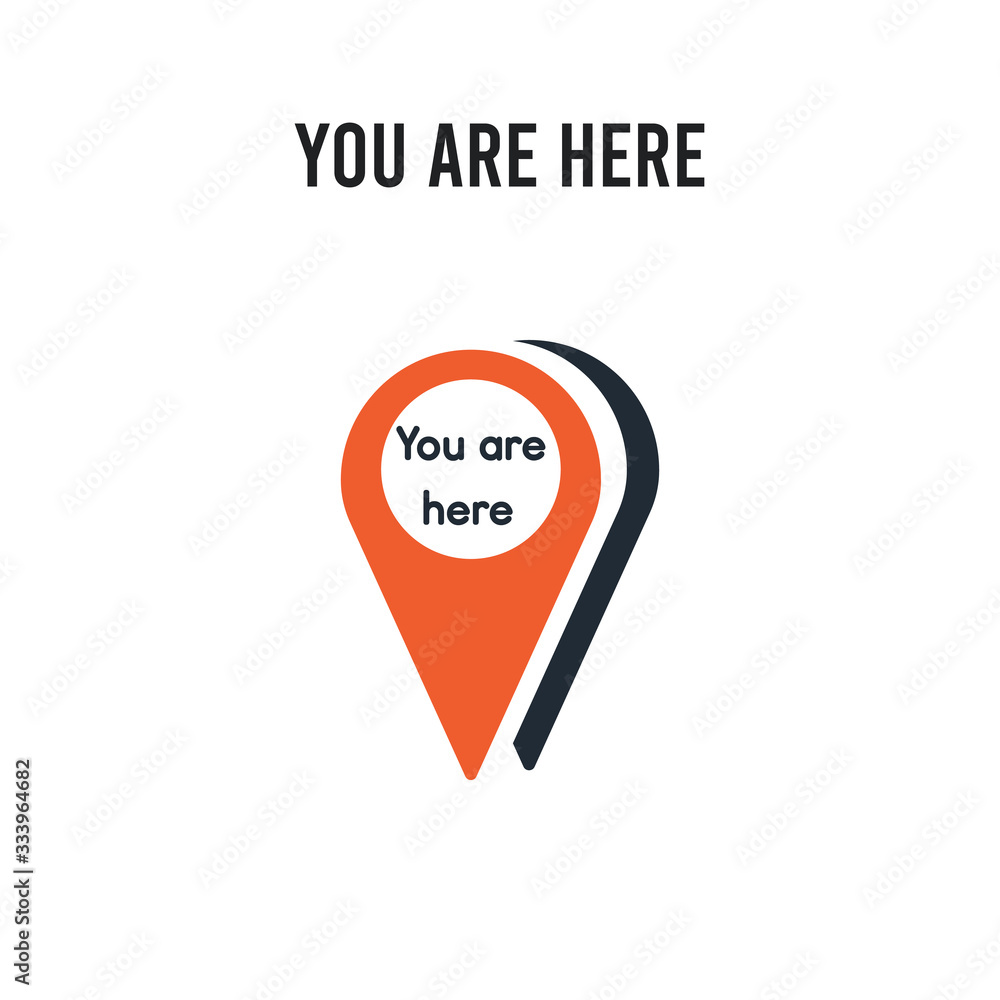 You are here vector icon on white background. Red and black colored You are here icon. Simple element illustration sign symbol EPS You are here vector icon on white background. Red and black colored You are here icon. Simple element illustration sign symbol EPS