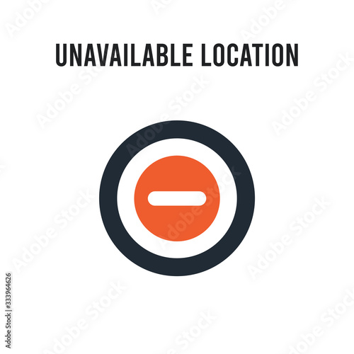 Unavailable Location vector icon on white background. Red and black colored Unavailable Location icon. Simple element illustration sign symbol EPS