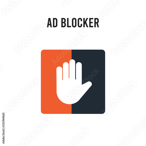 Ad blocker vector icon on white background. Red and black colored Ad blocker icon. Simple element illustration sign symbol EPS