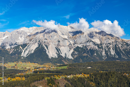 autumn view of Dachstein massif in Austria