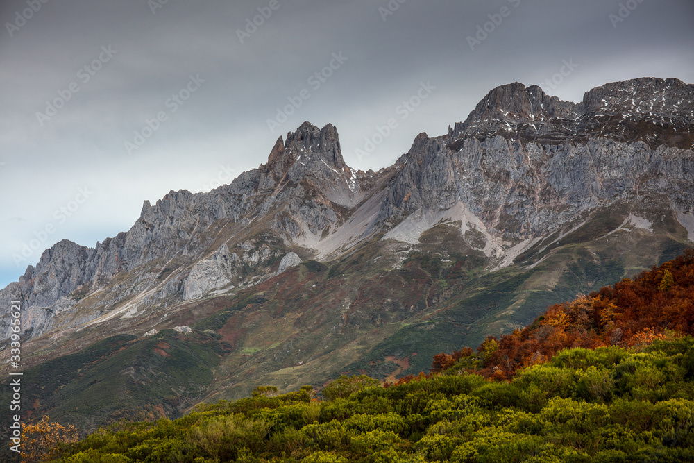 Picos de Europa National Park in Asturias in Spain during fall