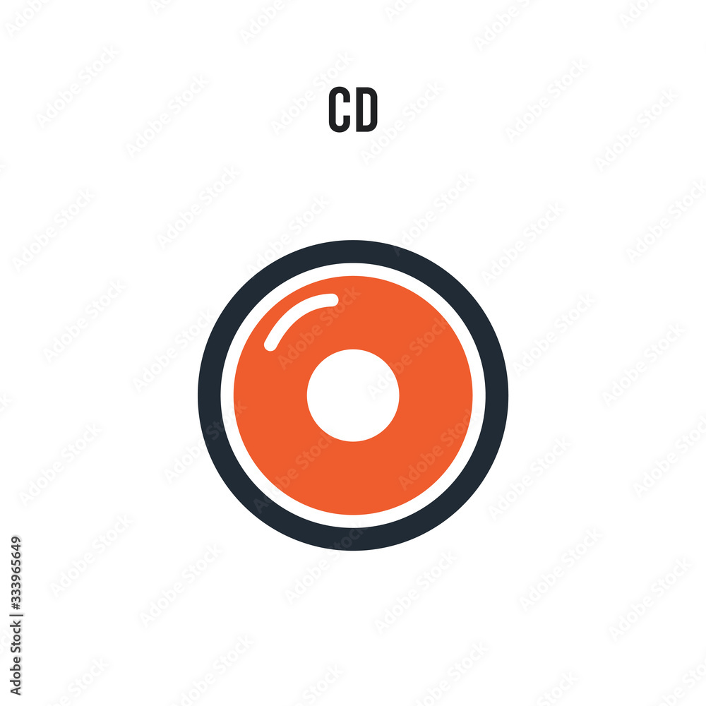 Cd vector icon on white background. Red and black colored Cd icon. Simple element illustration sign symbol EPS Cd vector icon on white background. Red and black colored Cd icon. Simple element illustration sign symbol EPS