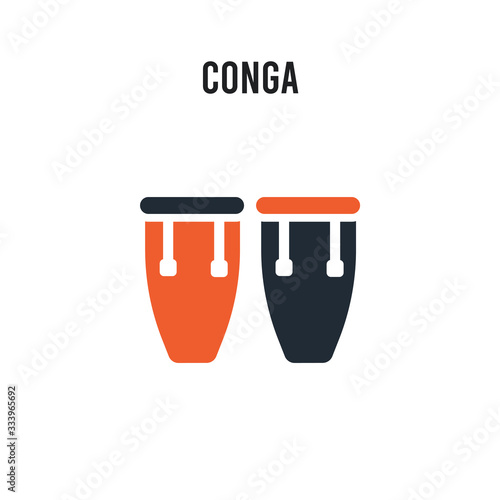 Conga vector icon on white background. Red and black colored Conga icon. Simple element illustration sign symbol EPS