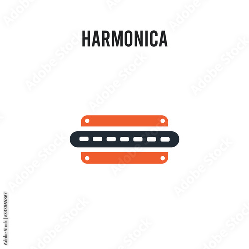 Harmonica vector icon on white background. Red and black colored Harmonica icon. Simple element illustration sign symbol EPS