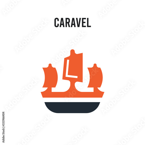caravel vector icon on white background. Red and black colored caravel icon. Simple element illustration sign symbol EPS
