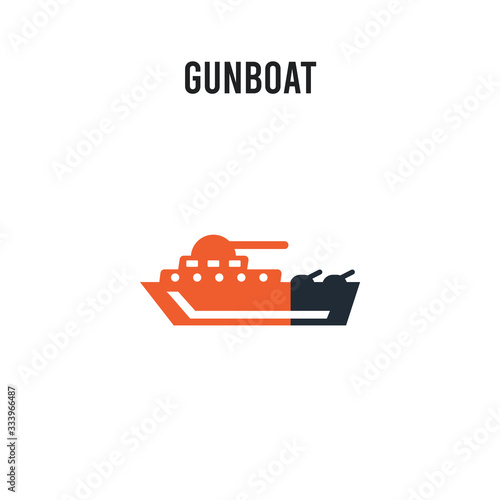 gunboat vector icon on white background. Red and black colored gunboat icon. Simple element illustration sign symbol EPS