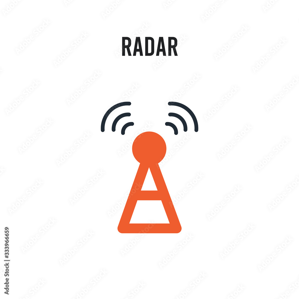 Radar vector icon on white background. Red and black colored Radar icon. Simple element illustration sign symbol EPS Radar vector icon on white background. Red and black colored Radar icon. Simple element illustration sign symbol EPS