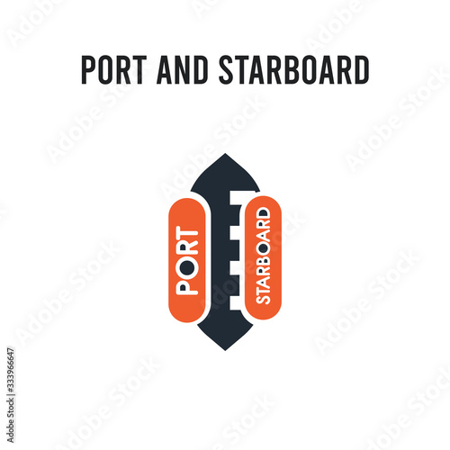 port and starboard vector icon on white background. Red and black colored port and starboard icon. Simple element illustration sign symbol EPS