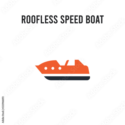 Roofless Speed Boat vector icon on white background. Red and black colored Roofless Speed Boat icon. Simple element illustration sign symbol EPS
