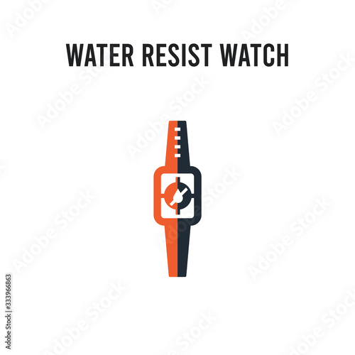 Water Resist Watch vector icon on white background. Red and black colored Water Resist Watch icon. Simple element illustration sign symbol EPS