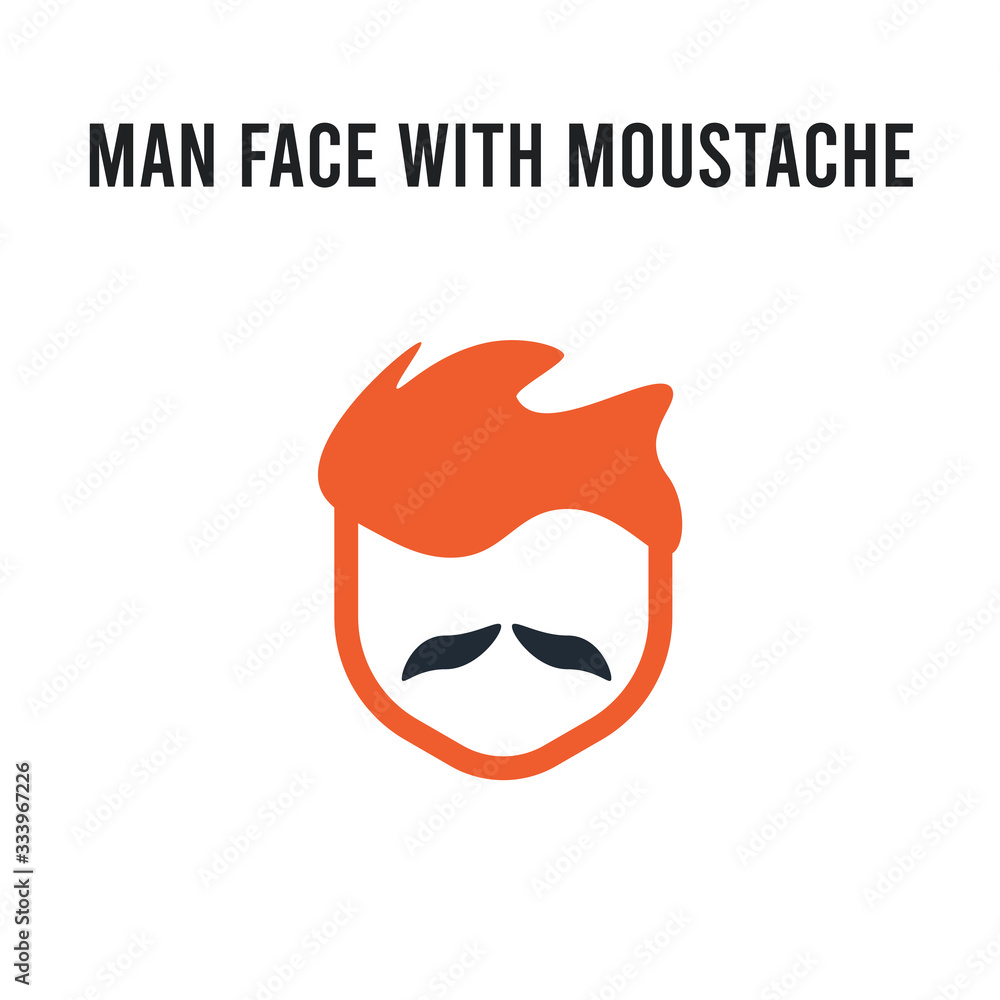 Fototapeta premium Man face with moustache vector icon on white background. Red and black colored Man face with moustache icon. Simple element illustration sign symbol EPS