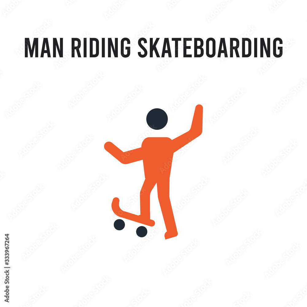 man riding Skateboarding vector icon on white background. Red and black colored man riding Skateboarding icon. Simple element illustration sign symbol EPS