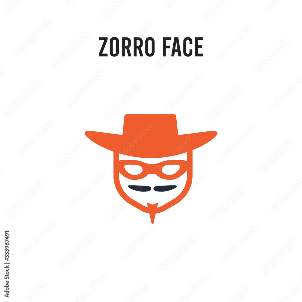 Zorro face vector icon on white background. Red and black colored Zorro face icon. Simple element illustration sign symbol EPS