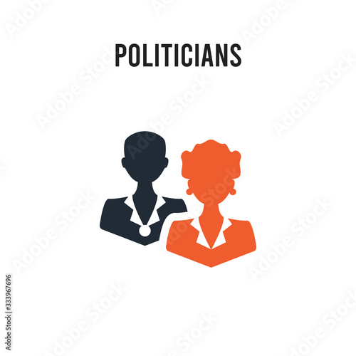 Politicians vector icon on white background. Red and black colored Politicians icon. Simple element illustration sign symbol EPS