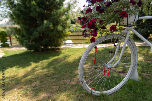 vintage bicycle scenery painted white