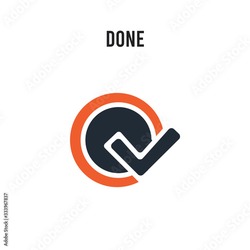 Done vector icon on white background. Red and black colored Done icon. Simple element illustration sign symbol EPS