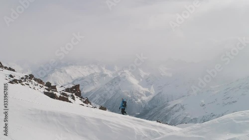 Climbing the winter mountains.