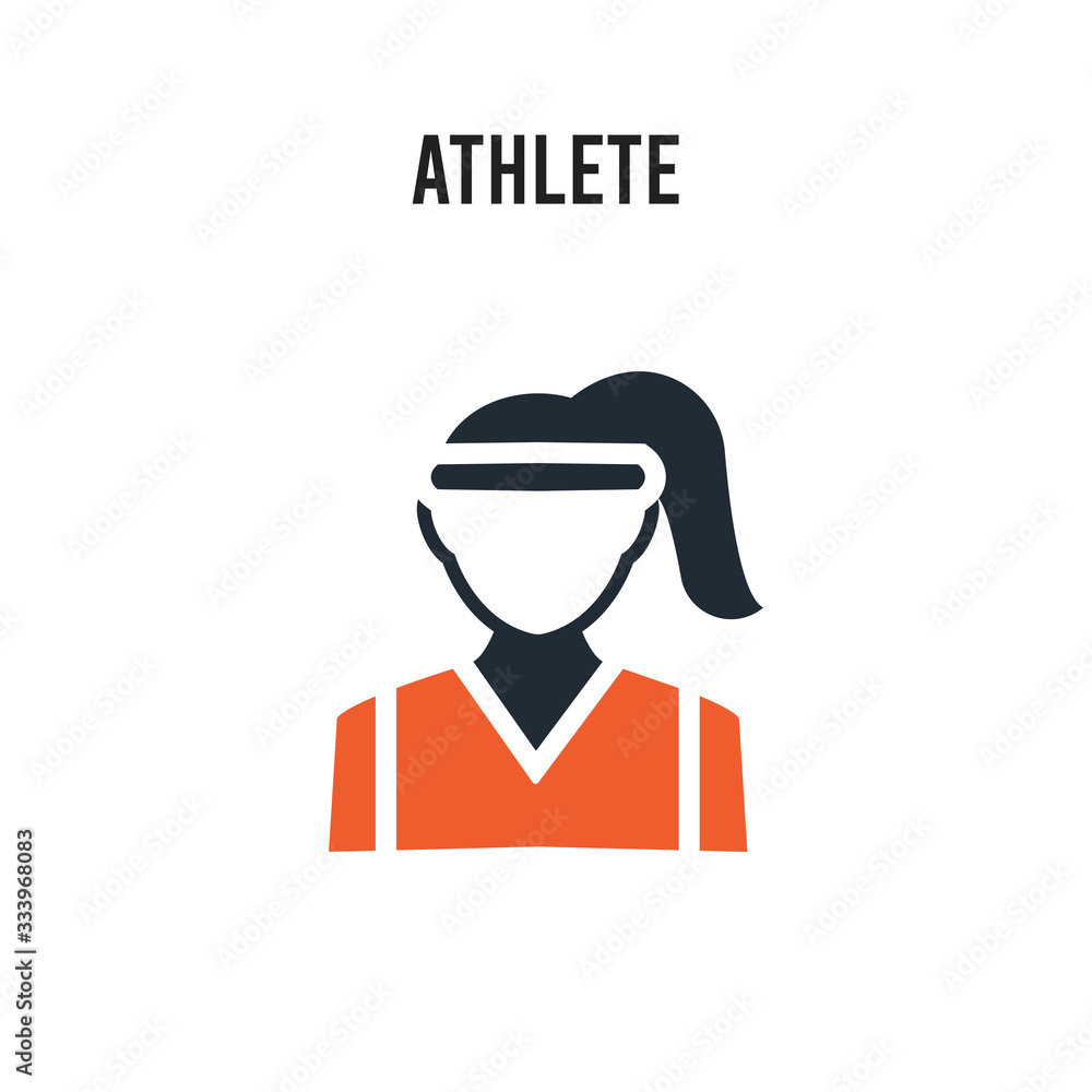 athlete vector icon on white background. Red and black colored athlete icon. Simple element illustration sign symbol EPS