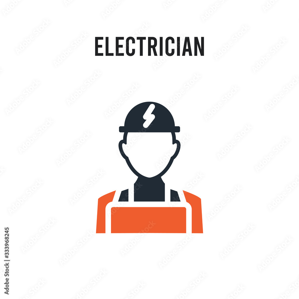 Electrician vector icon on white background. Red and black colored Electrician icon. Simple element illustration sign symbol EPS